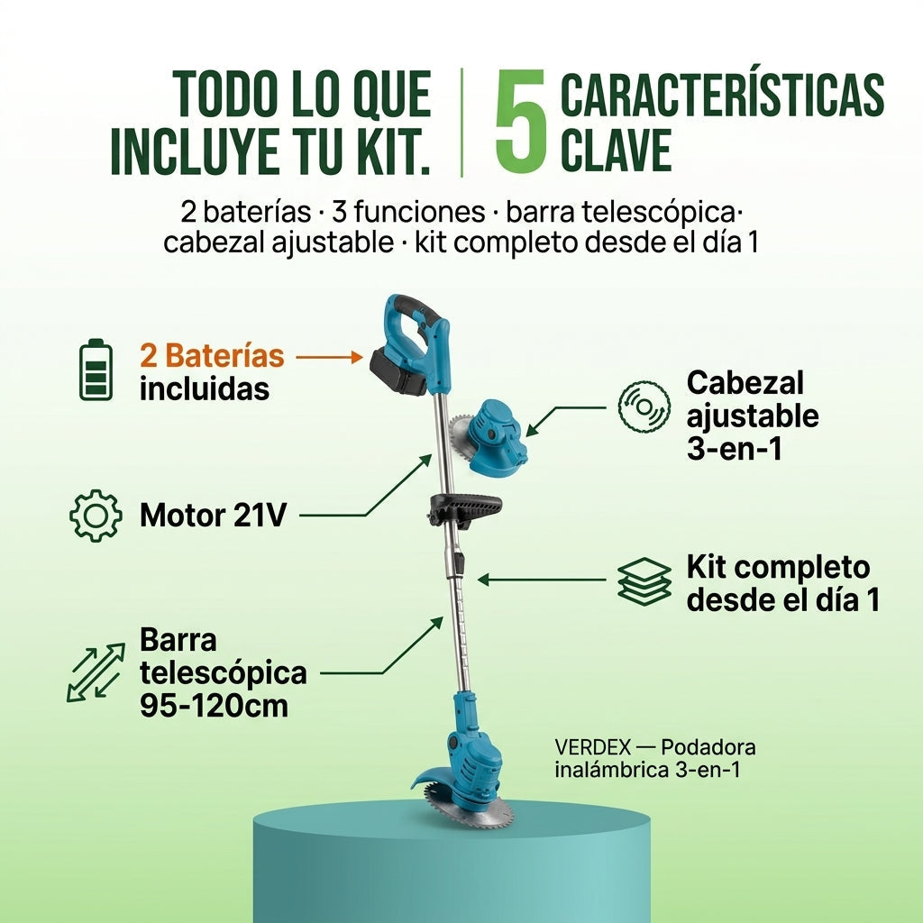 Podadora De Cesped 2 Baterias — vista 3
