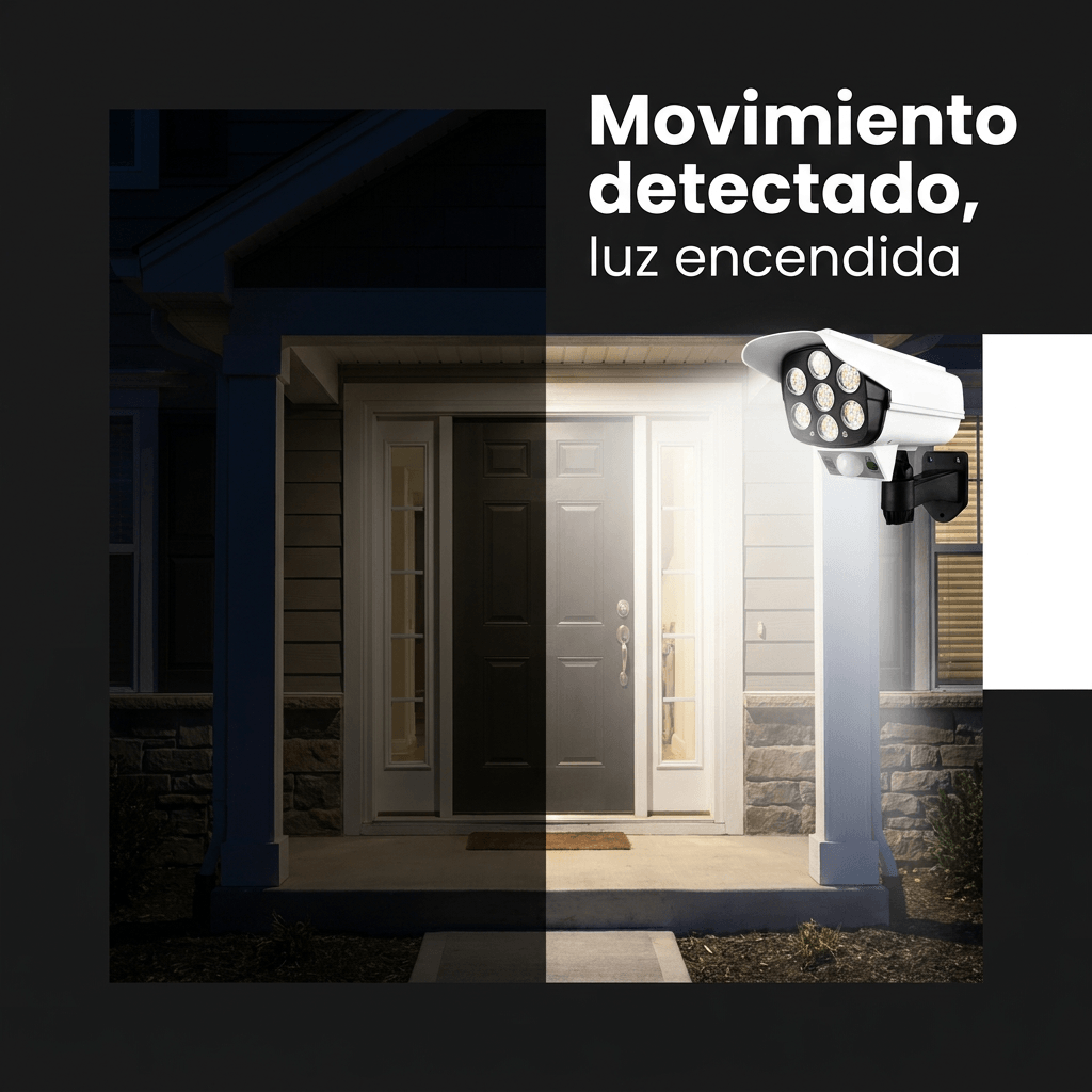 Lámpara solar exterior con sensor de movimiento - Ilumina tu entrada sin cables ni instalación eléctrica