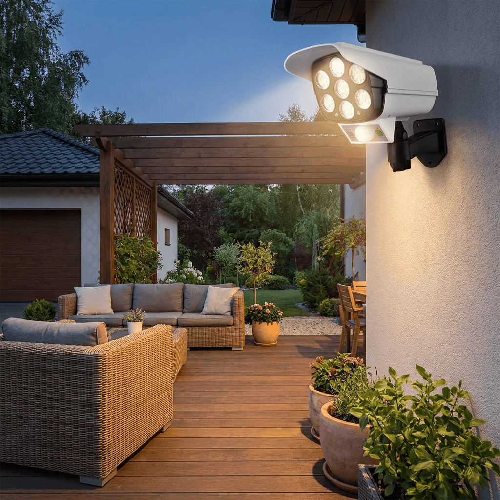 Lámpara solar exterior con sensor de movimiento - Ilumina tu entrada sin cables ni instalación eléctrica